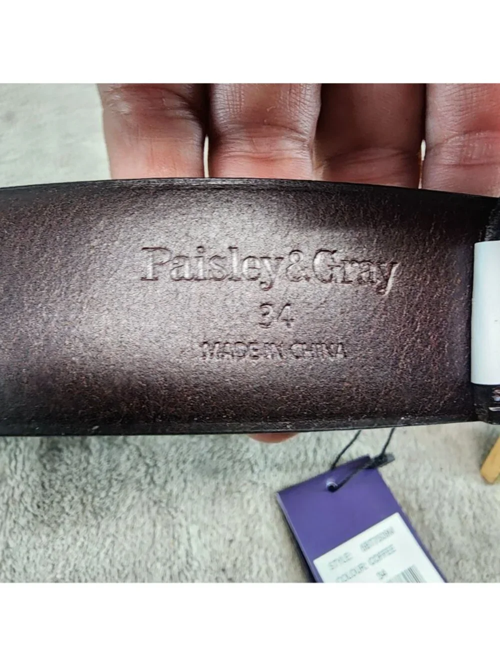 Paisley & Gray Belt Mens 34 Coffee Brown Leather *NWT*